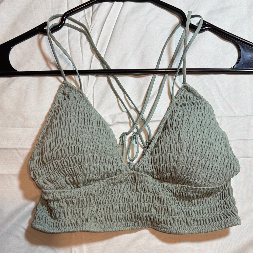VS PINK Sage Green Smocked Bralette